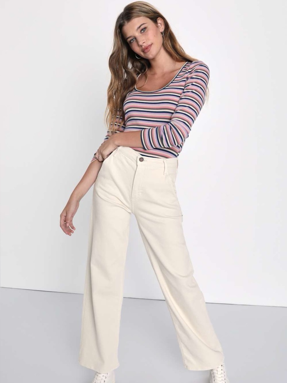 Lulus Constant Aesthetic Purple Multi-Striped Long Sleeve Top - Picture 2 of 9